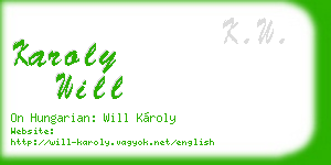 karoly will business card